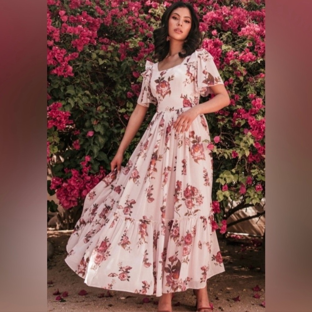 JessaKae Floral Midi Dress - Pink and White NWT